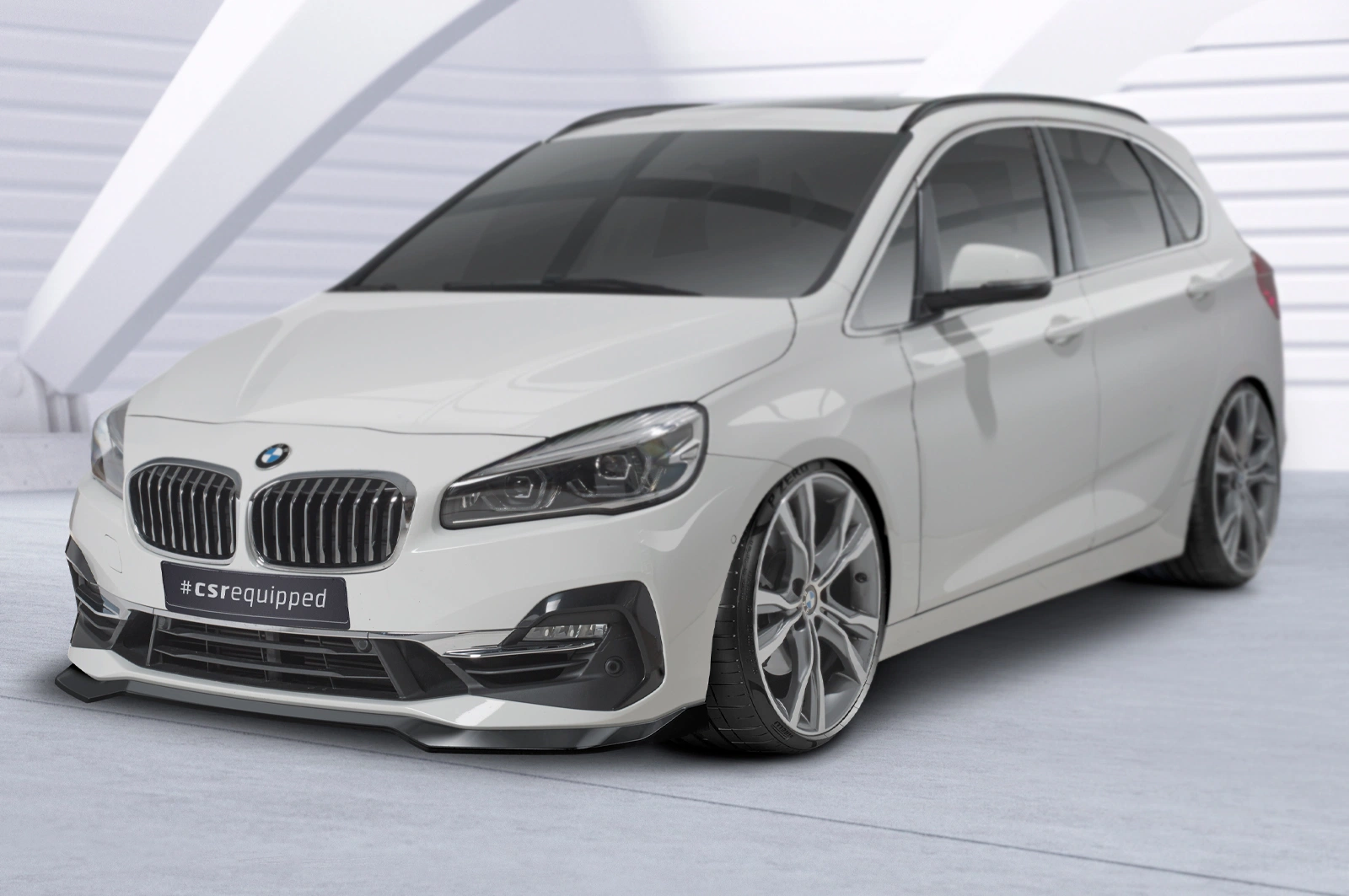 Voorspoiler BMW 2-Serie F45 Active Tourer 03/2018-2021 (LCI) Glans Zwart