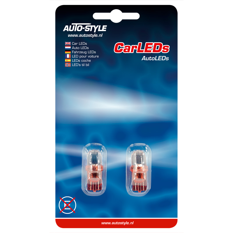 T-10 LED Lampen 12V Rood, set à 2 stuks
