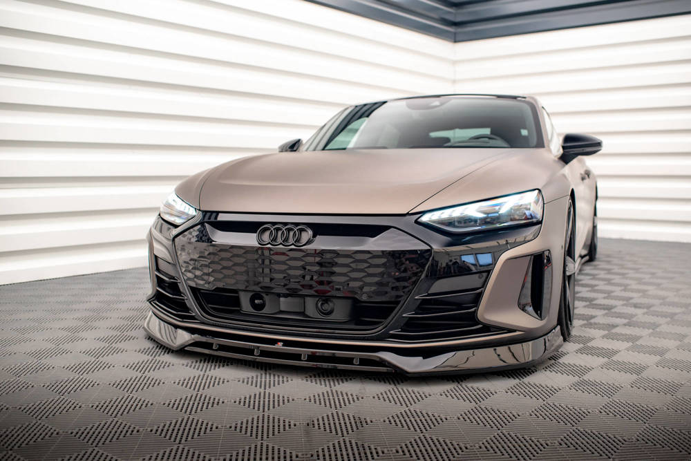 Voorspoiler V.3 Audi E-Tron GT & RS GT Maxton Glans Zwart