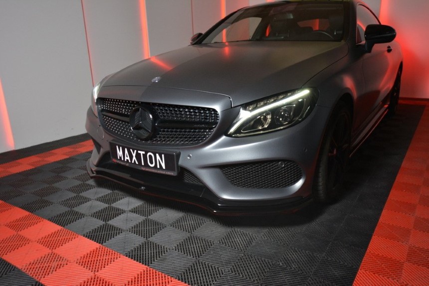 Voorspoiler Mercedes C-klasse W205 coupé AMG-Line Maxton Design glans zwart