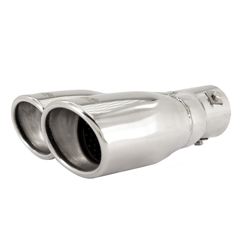 Simoni Racing Uitlaatsierstuk Dubbel Ovaal/Schuin RVS - 167x67xL220mm - Montage 37->57mm - Links