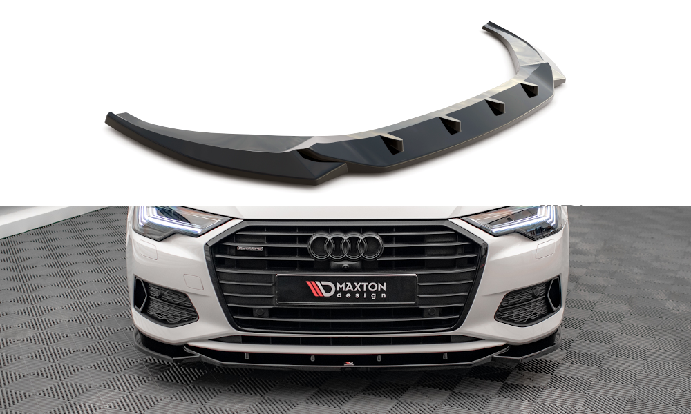 Voorspoiler V.1 Audi A6 C8 Maxton Glans Zwart