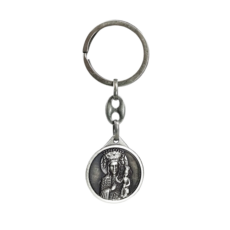 RVS Sleutelhanger - 'St.Christopher' & 'Madonna of Czestochowa' (Zilverkleurig)