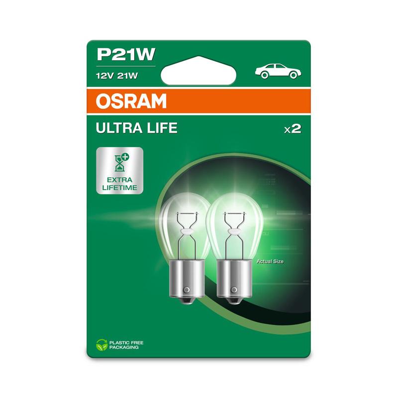 Osram Ultra Life Halogeen lampen - BA15S - 12V/21W - set à 2 stuks