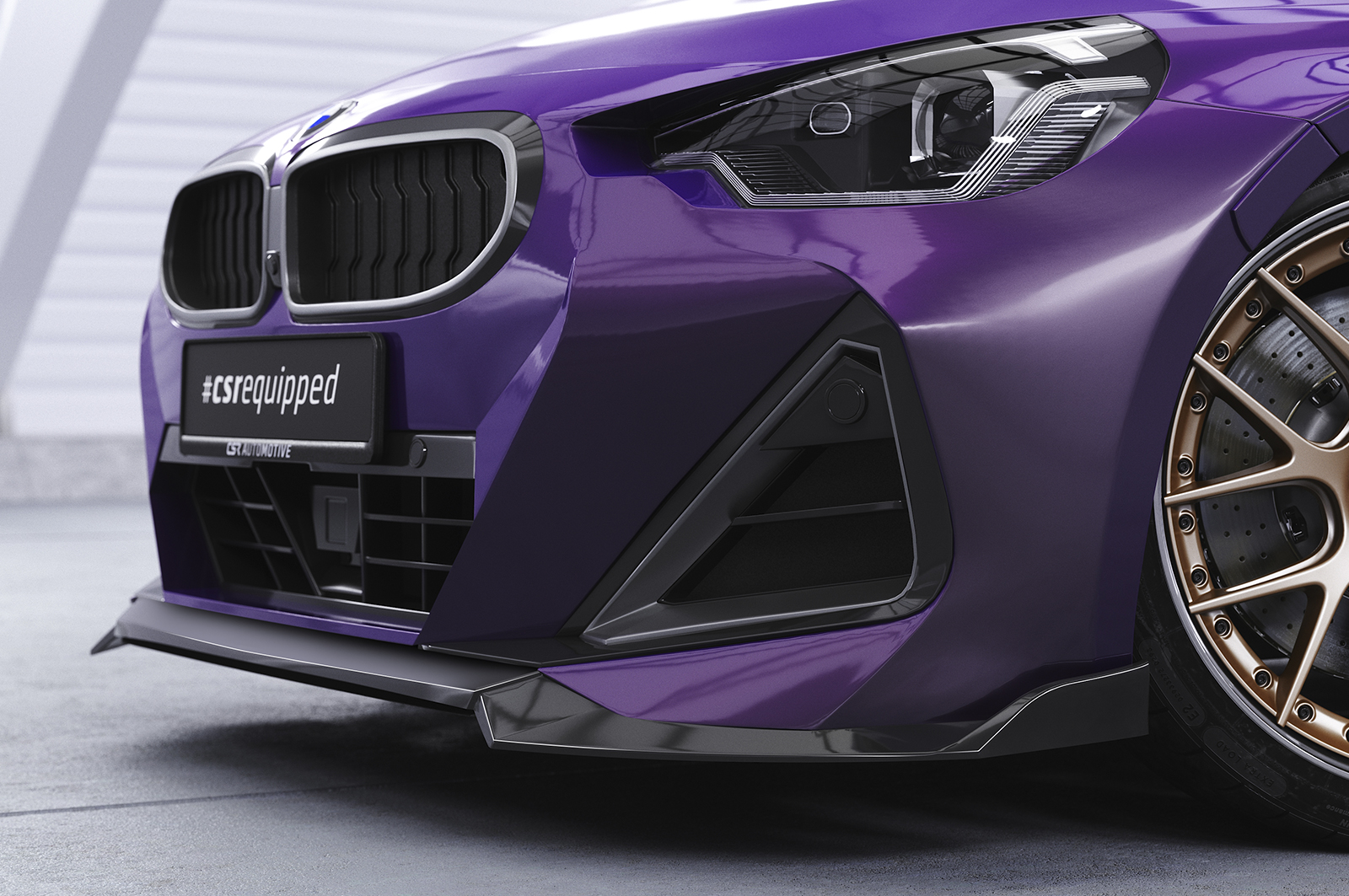 Voorspoiler BMW 2 Serie M Pakket / M240i G42 CSR Glans Zwart