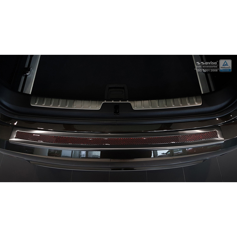 RVS Achterbumperprotector 'Deluxe'  BMW X6 F16 2014-2019 Zwart/Rood-Zwart Carbon excl. M-Pakket