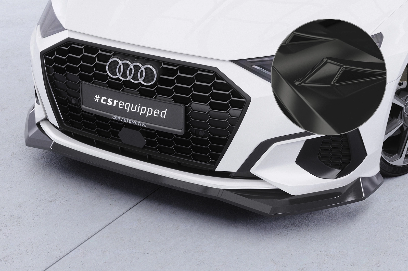Voorspoiler Audi A3 8Y Sportback glans zwart