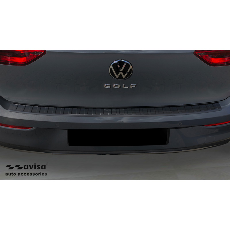 Zwart RVS Achterbumperprotector  Volkswagen Golf VIII HB 5-deurs 2020-2024 & FL 2024- 'Ribs'