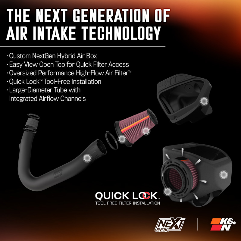 K&N NextGen Cold Air intake  Dodge Charger/Challenger & Chrysler 300(C ) 3.6L V6 2011-2023 (50-2544)