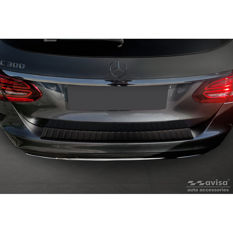 Matzwart RVS Achterbumperprotector  Mercedes C-Klasse W205 Kombi 2014-2021 'Ribs'