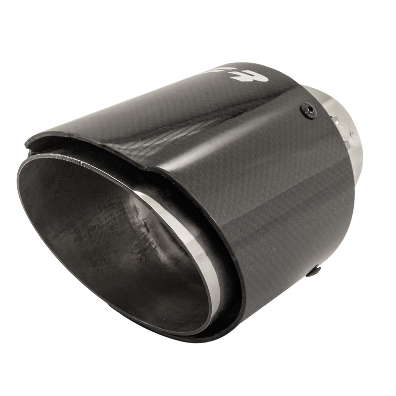 Simoni Racing Uitlaatsierstuk Rond/Schuin Glanzend-Carbon+RVS - Ø102xL155mm - Montage 63mm