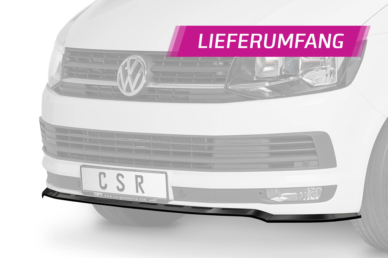 Voorspoiler VW T6 Bus 2015–2019 (2. Facelift) – CSR Automotive – Glans Zwart