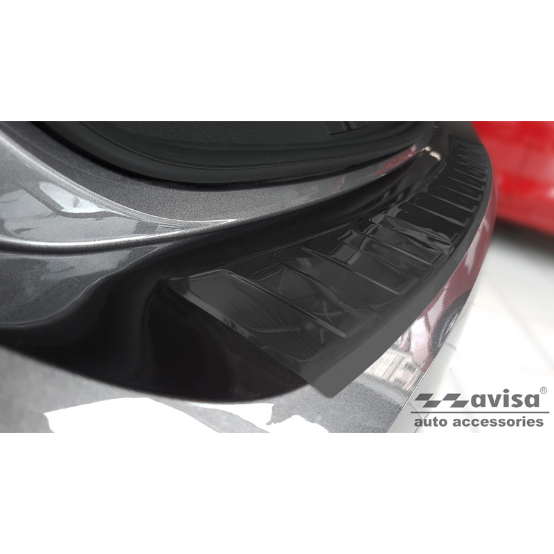 Zwart RVS Achterbumperprotector  Opel Corsa F Edition/Elegance HB 5-deurs 2019- 'Ribs' (excl. Equipment Ultimate)