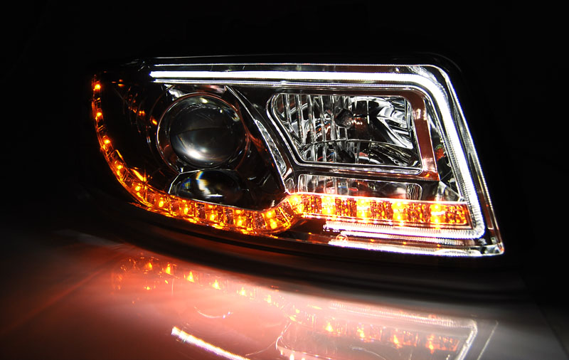 Koplampen Audi A4 8E 01-04 Tube Light LED Zwart