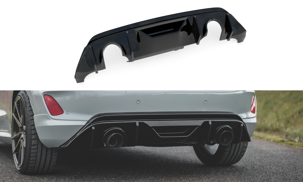 Diffuser Ford Fiesta ST MK8 Maxton Glans Zwart met Milltek Uitlaatsysteem + GPF