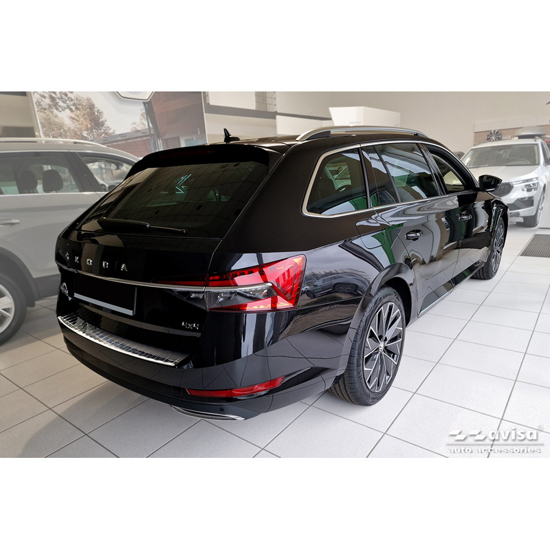 Chroom RVS Achterbumperprotector  Skoda Superb Combi 2015-2019 incl. Facelift 2019-2024 & Scout 'Ribs'