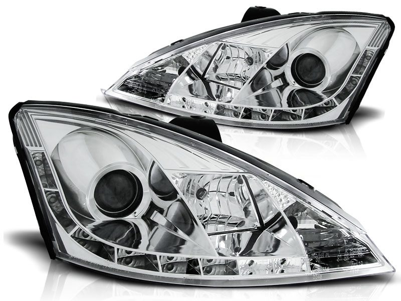 Koplampen Ford Focus 98-01 Devil Eyes real DRL LED Chroom
