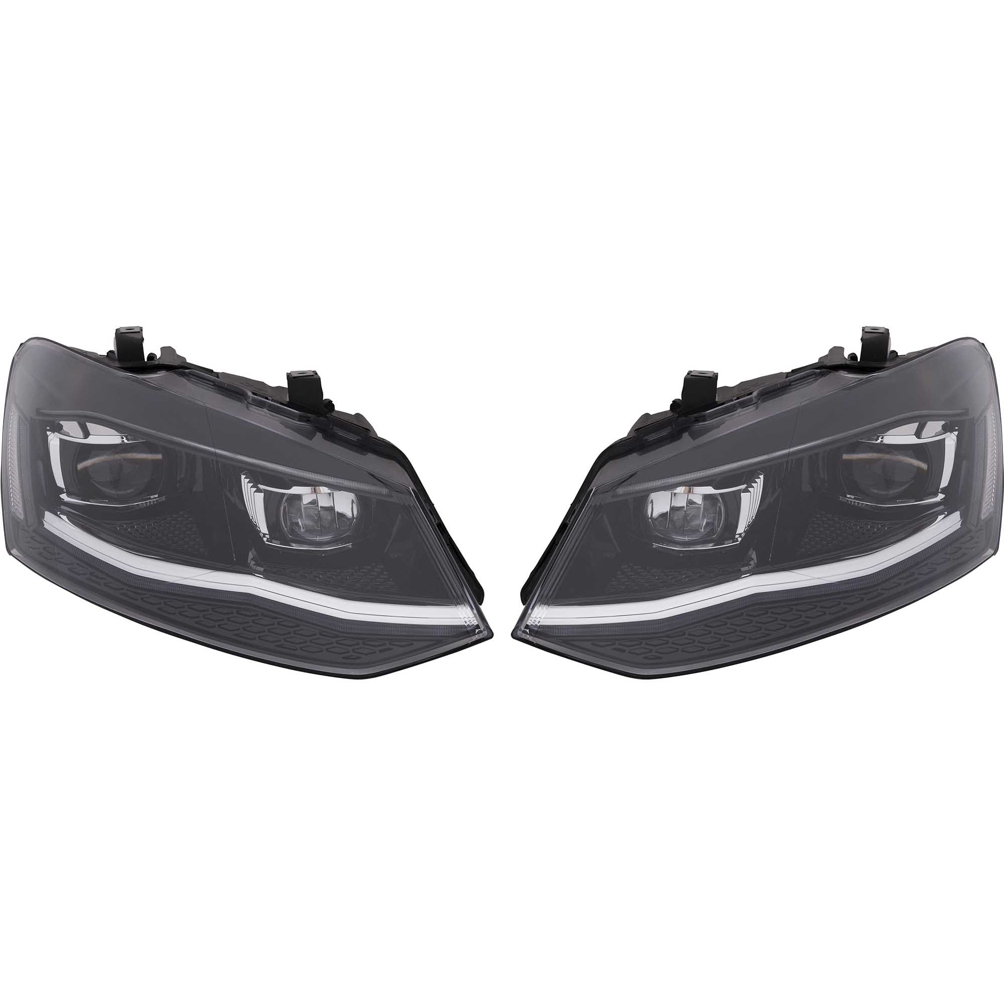 Koplampen VW Polo 6R / 6C 09-17 Full-LED Zwart/Chroom Facelift-Look GTI look