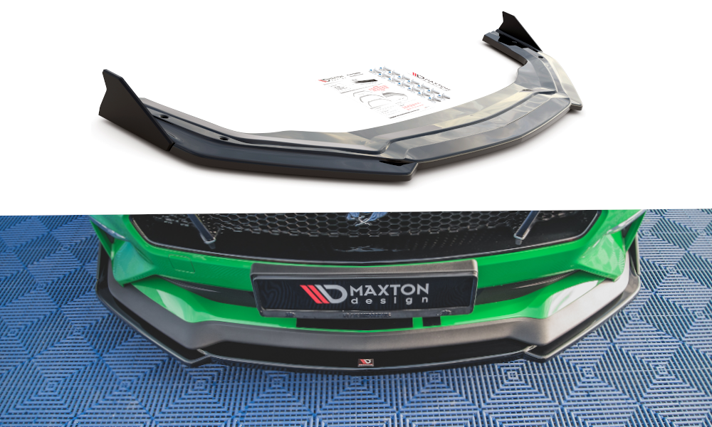Voorspoiler V.2 met Canards Ford Mustang GT MK5 FL Maxton Glans Zwart