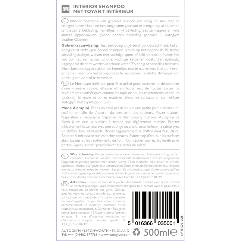 Autoglym Car Interior Shampoo 500ML Spray