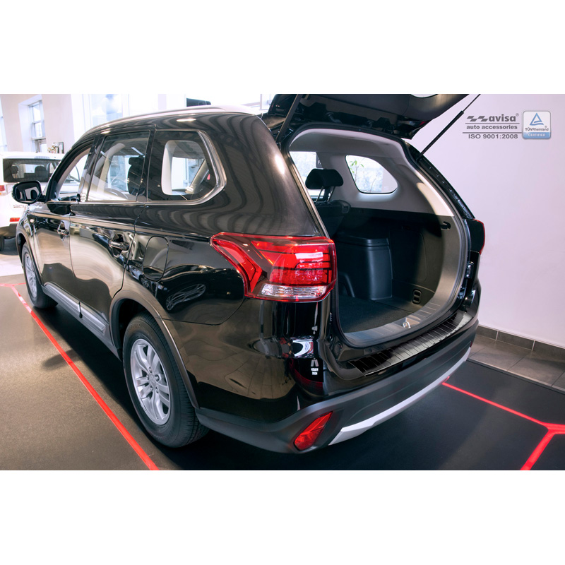 Zwart RVS Achterbumperprotector  Mitsubishi Outlander III 2015- 'Ribs'