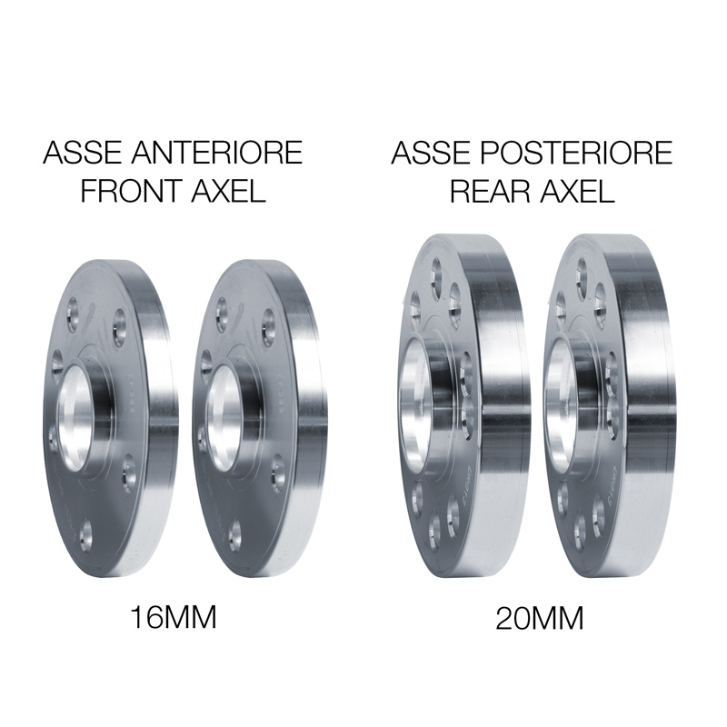 Simoni Racing Aluminium Spoorverbreder Set - 2x16mm(VA) - 2x20mm(AA) (Naaf 56,6mm) inclusief wielbouten -  Abarth, Fiat diversen