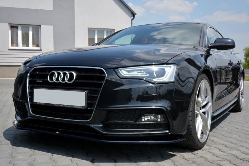 Voorspoiler Audi S5 / A5 S-Line F5 Coupe / Sportback V.1 Glanzend Zwart
