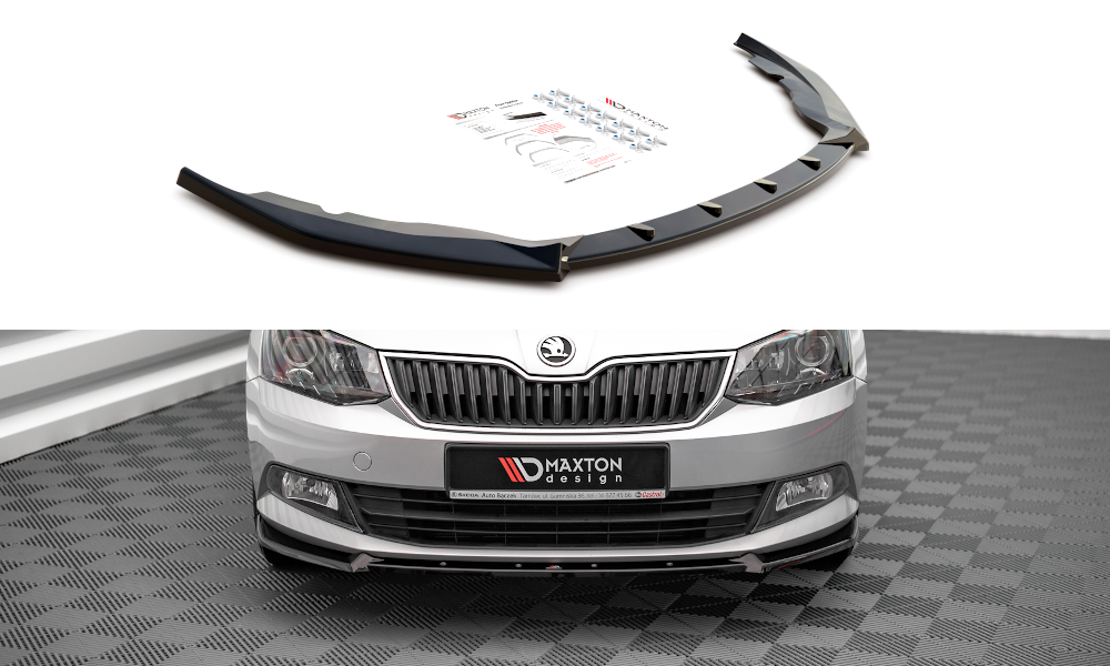 Voorspoiler V.1 Skoda Fabia MK3 Glans Zwart Maxton