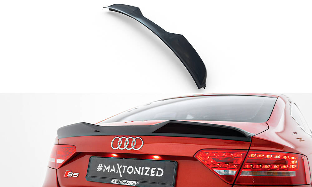 Spoiler Cap 3D Audi A5 Sportback S-Line 8T Facelift Maxton Glanzend zwart