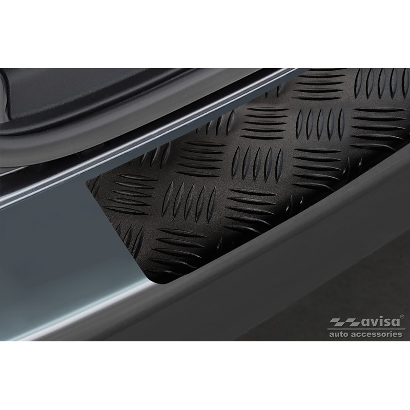 Matzwart Aluminium Achterbumperprotector  Volkswagen Transporter T6 2015- & FL 2019- (met achterklep) 'Riffled plate'