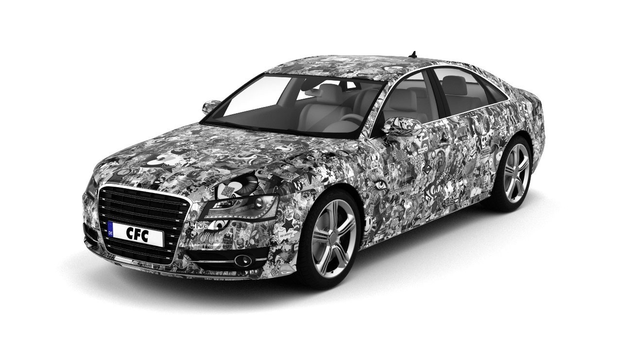 Car Wrap Folie CFC Stickerbom Black/white glans 50x50cm