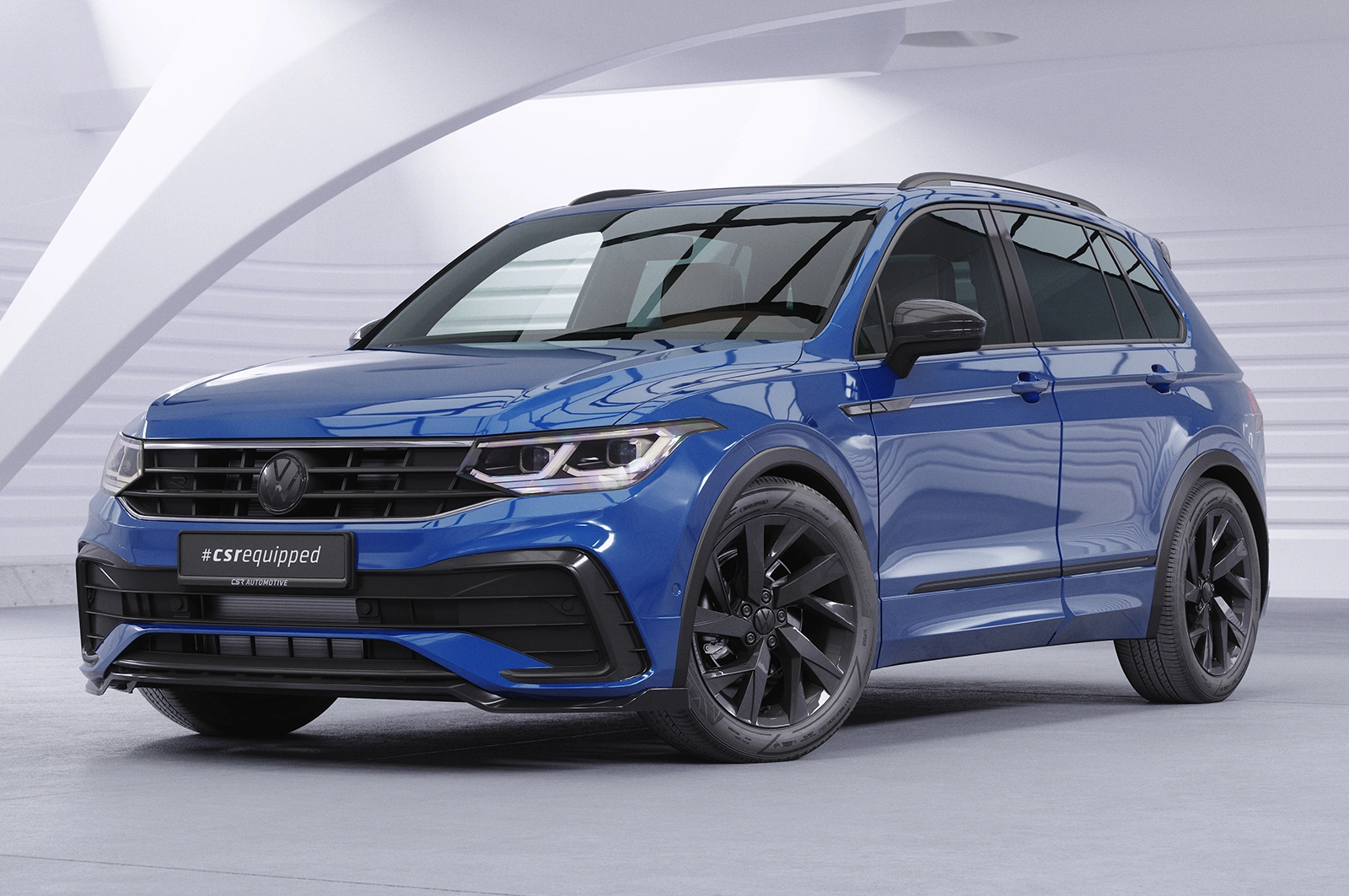 Voorspoiler VW Tiguan II (Typ AD1) R-Line 09/2020–heden (Facelift) – CSR Automotive – Glans Zwart
