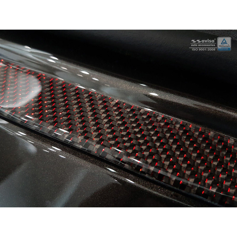 Carbon Achterbumperprotector  BMW 7-Serie G11/G12 2015-2019 excl. M-Pakket - Rood-Zwart Carbon