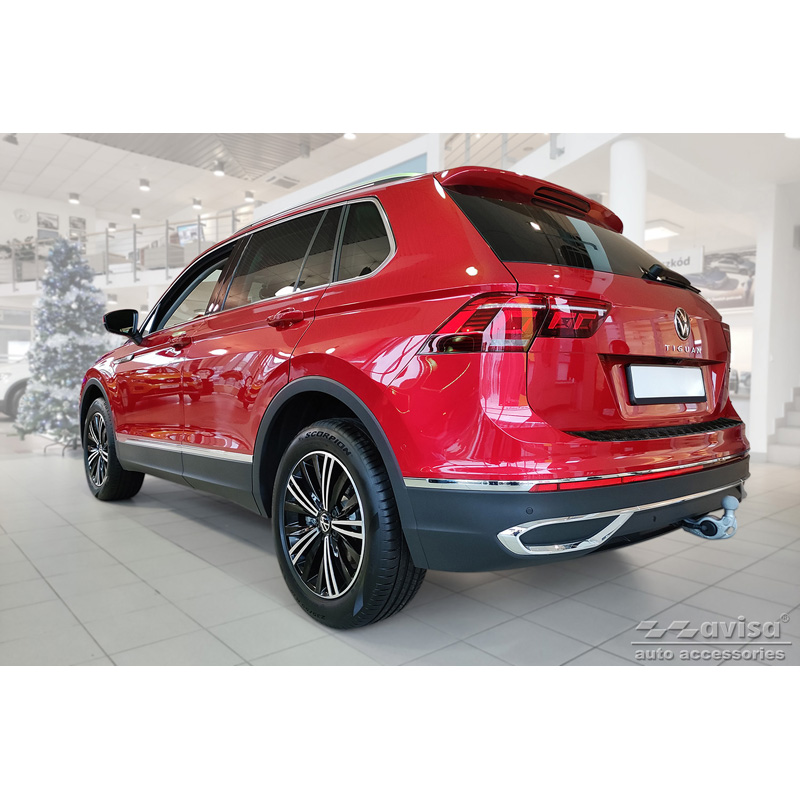 Matzwart Aluminium Achterbumperprotector  Volkswagen Tiguan II incl. Allspace & R-Line 2016-2020 & FL 2020-2024 'Riffled Plate'