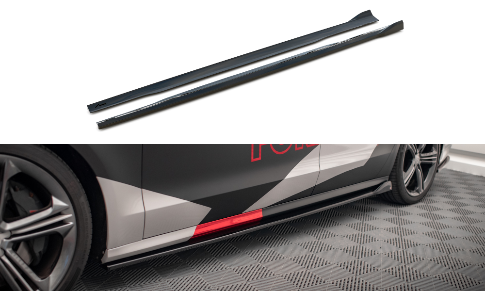 Zijskirts V.2 Audi S8 D4 Maxton Glans Zwart