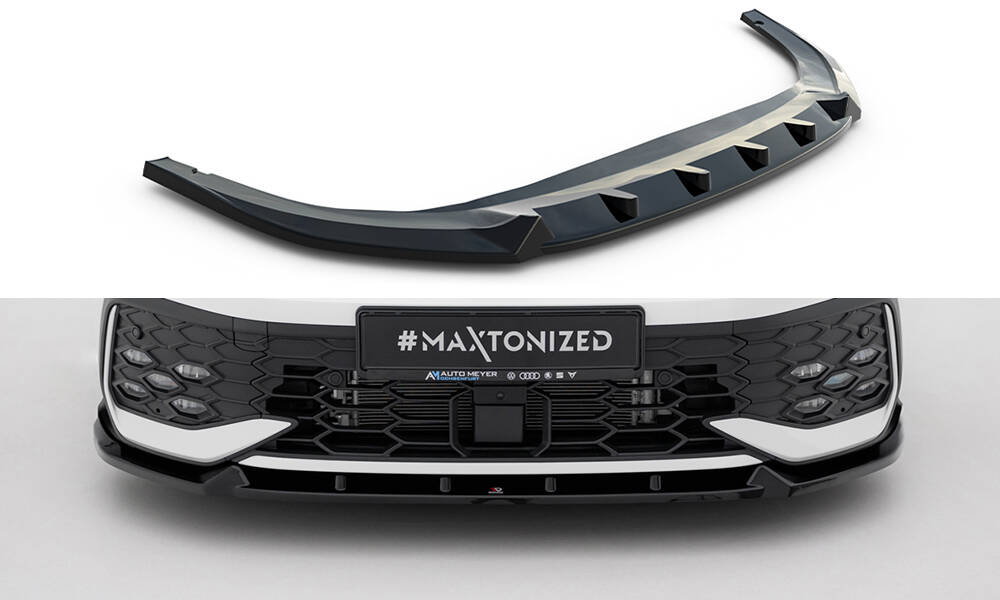Voorspoiler V.2 Volkswagen Golf GTI / GTE / R-Line Mk8 Facelift Maxton Glanzend zwart
