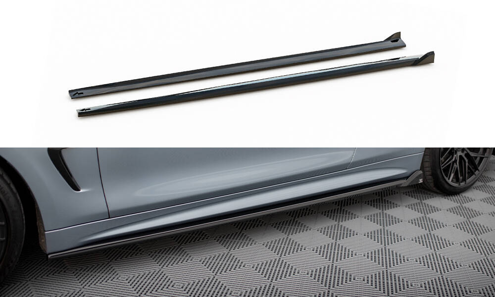 Zijskirts V.2 BMW 4 Coupe M Pakket F32 Maxton Glans Zwart