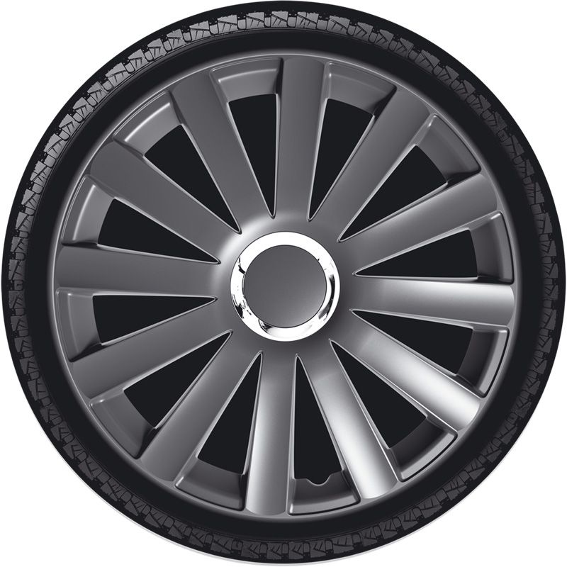 4-Delige Wieldoppenset Spyder 14-inch gun-metal + chroom ring