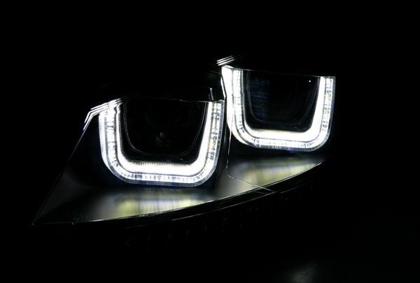 Koplampen VW Polo 6R / 6C 09- DRL Zwart Facelift GTI look