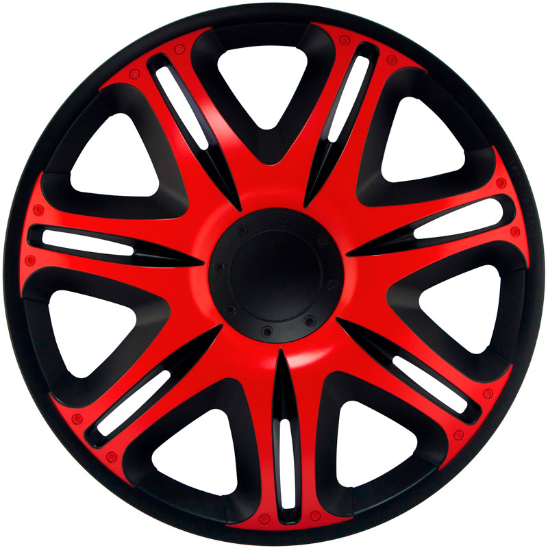 4-Delige J-Tec Wieldoppenset Nascar 15-inch zwart/rood