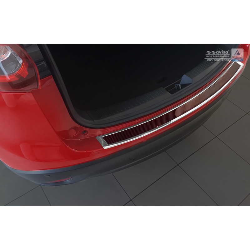 RVS Achterbumperprotector 'Deluxe'  Mazda CX-5 2014- Chroom/Rood-Zwart Carbon