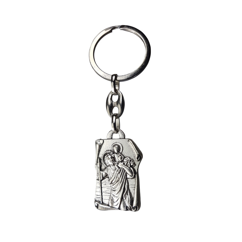 RVS Sleutelhanger - Sint Christoffel & Maria (Zilverkleurig)
