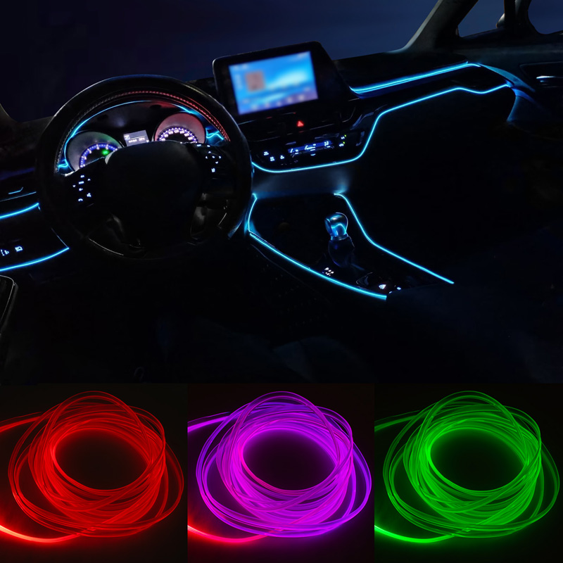 2-Delige Multi-Color LED Interieur Sfeerverlichting met App Bediening & 5-meter Optical Fiber