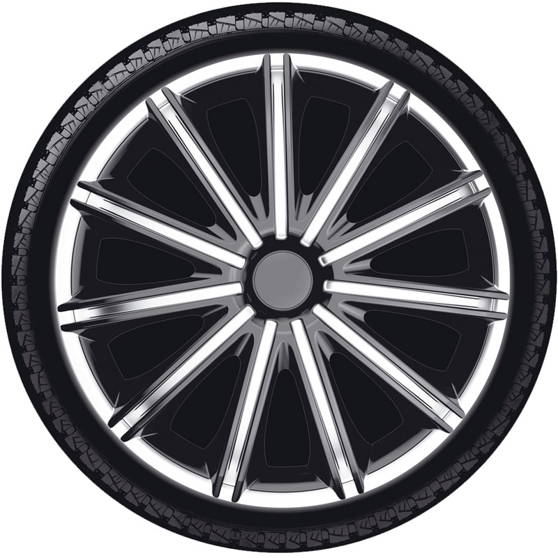 4-Delige Wieldoppenset Nero 18-inch zilver/zwart