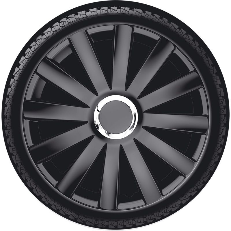 4-Delige Wieldoppenset Spyder 13-inch zwart + chroom ring