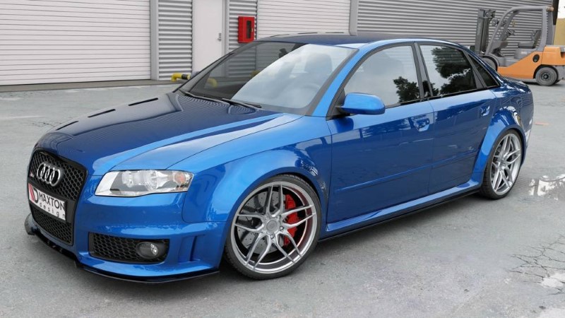 Voorspoiler Audi RS4 B7 V.2 Glanzend Zwart