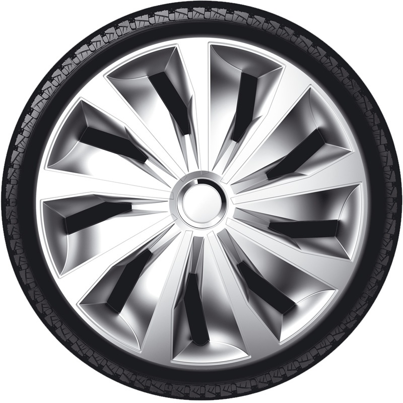 4-Delige Wieldoppenset Grip Pro 14-inch zilver