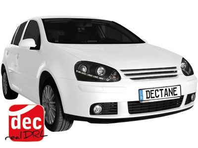 Koplampen VW Golf V 03-09 Devil Eyes real DRL LED Zwart voor origi
