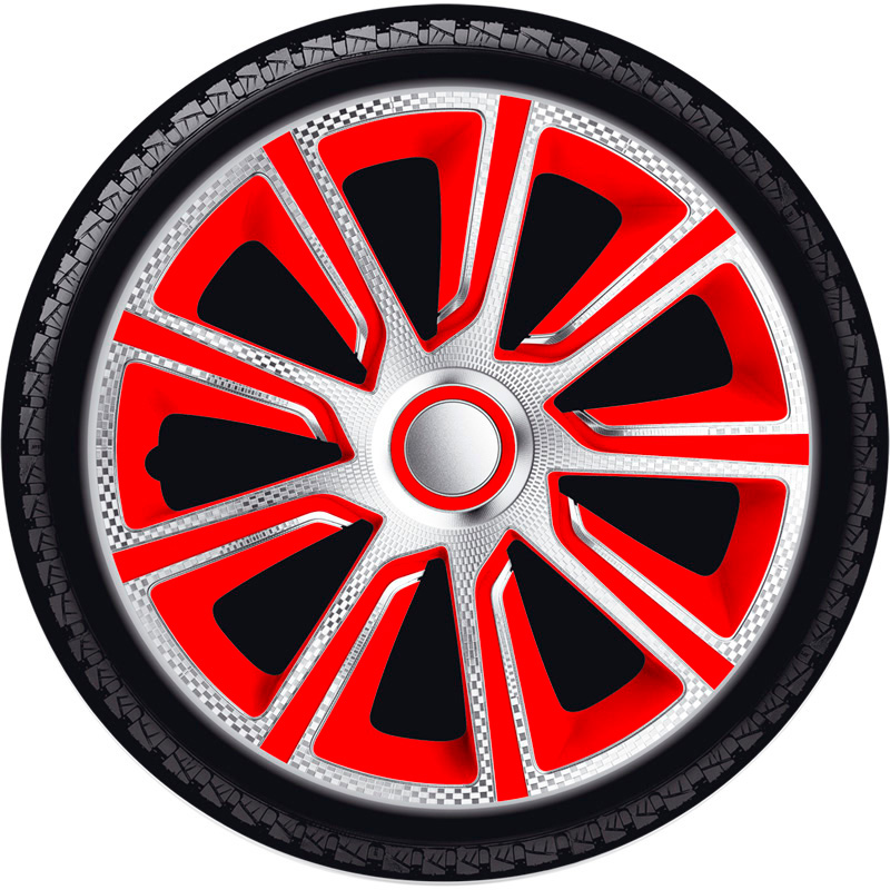 4-Delige J-Tec Wieldoppenset Veron 13-inch zilver/rood/carbon-look