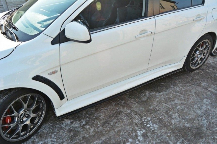 Zijskirts Mitsubishi Lancer Evo X Maxton Design glans zwart